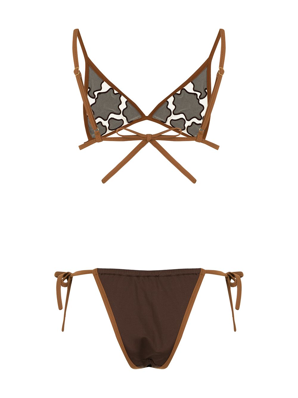 Shop Sian Swimwear Skye Cow-pattern Bikini In Brown