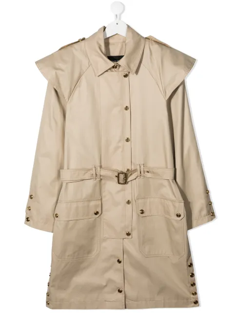 Balmain Kids معطف ترنش بحزام خصر
