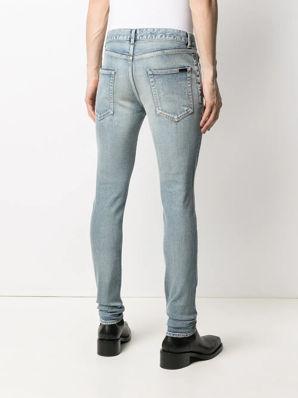 Shop Saint Laurent Distressed-detail Skinny-fit Jeans In Blue