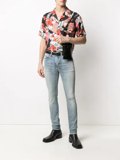 distressed-detail skinny-fit jeans 