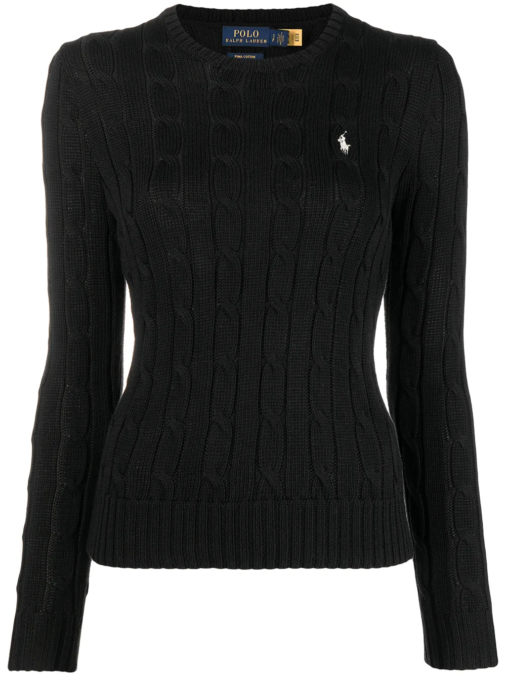 

Polo Ralph Lauren suéter en tejido de ochos con logo - Negro
