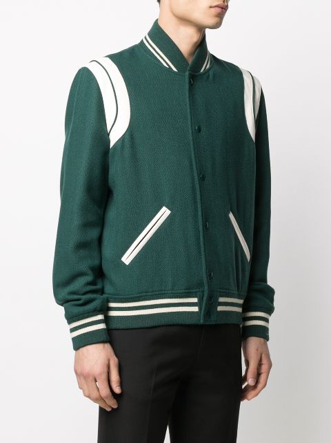 saint laurent varsity jacket green