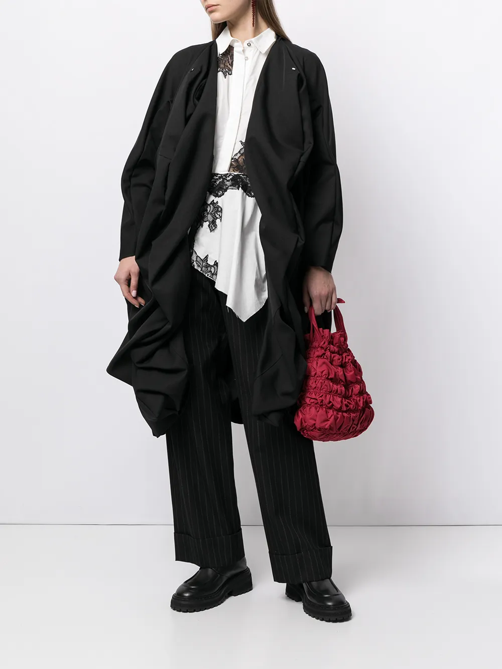 фото Comme des garçons драпированное пальто оверсайз