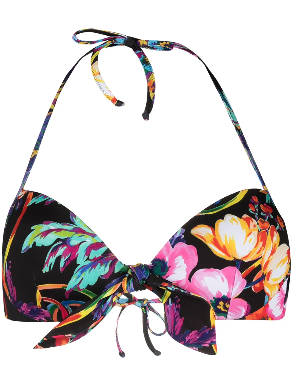

Moschino floral print sweetheart bikini top - Black