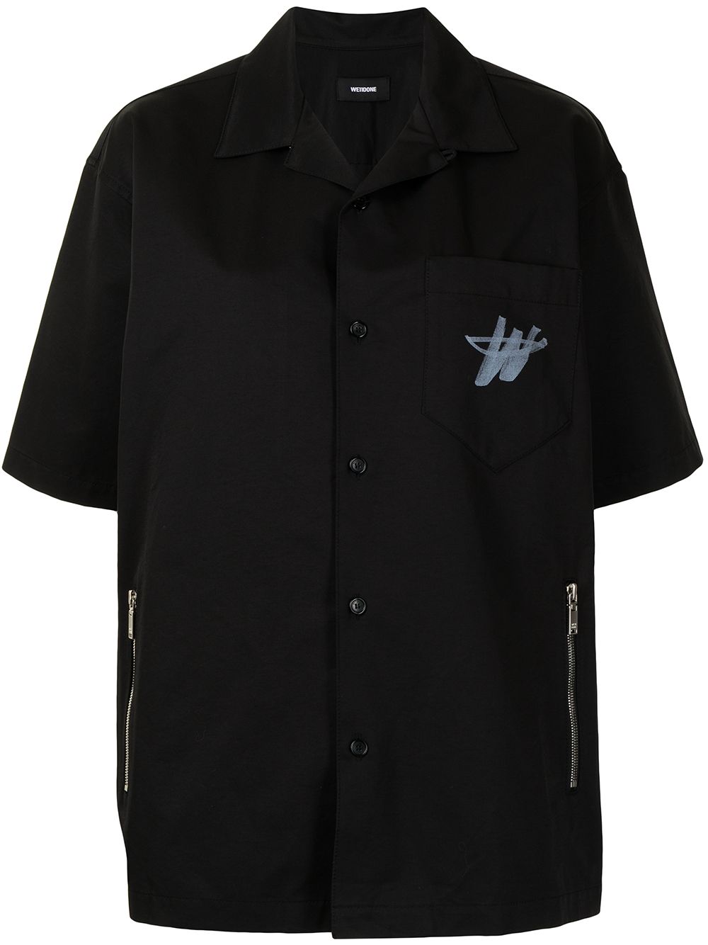 We11 Done Logo-patch Short-sleeve Shirt In Black