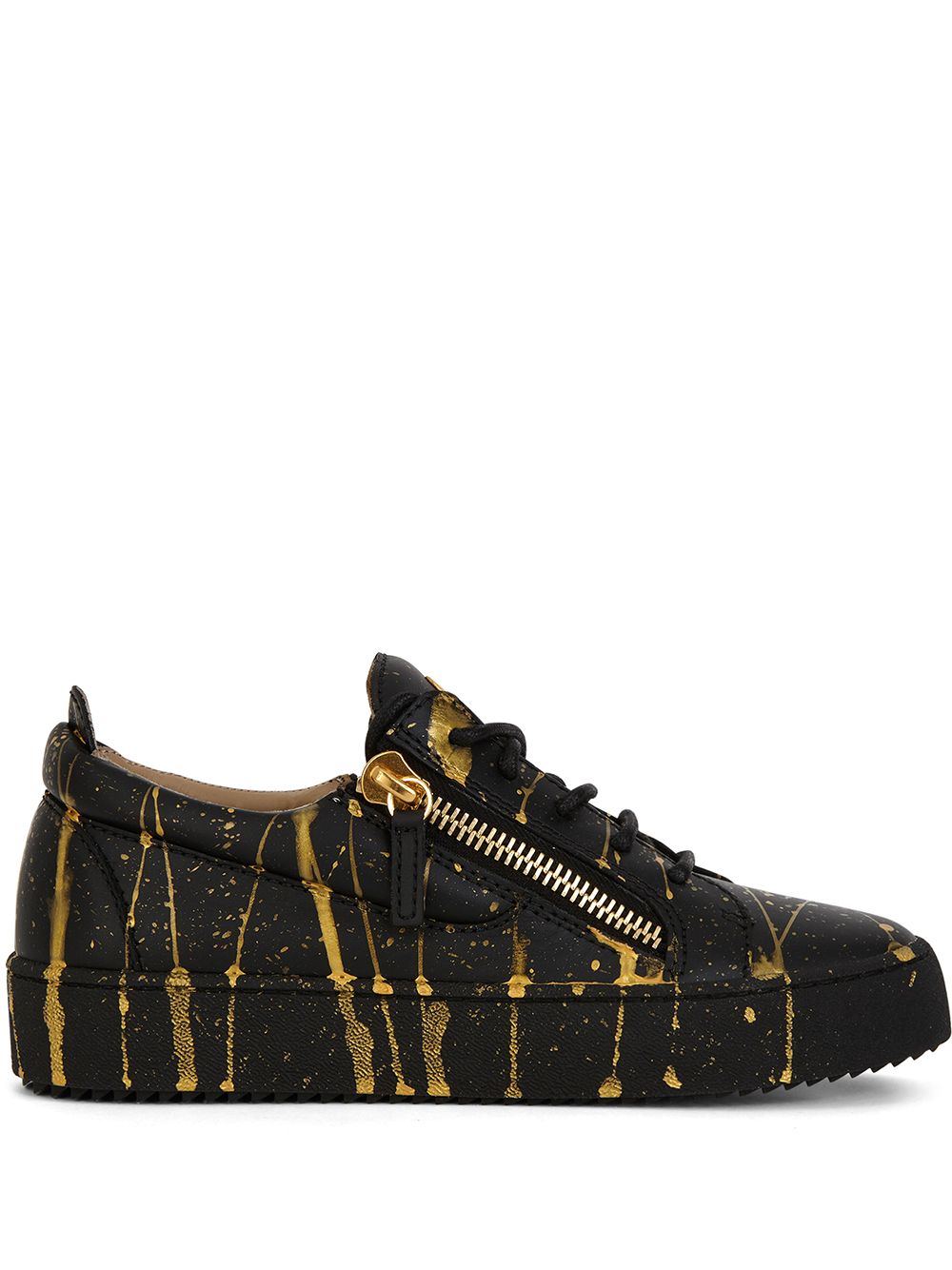 Giuseppe Zanotti paint-splatter leather sneakers Black