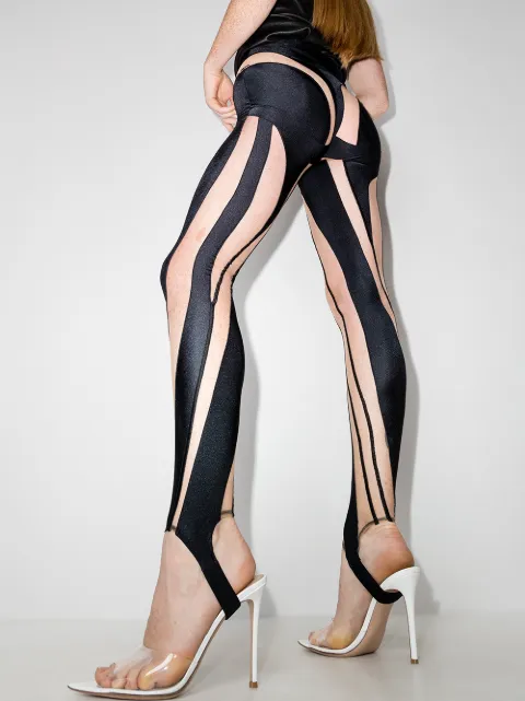 Shop Mugler Hybrid contour leggings 