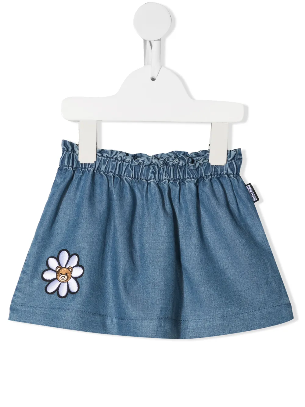 Moschino Kids джинсовая юбка мини с нашивкой Teddy Bear