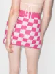 Frankies Bikinis check-pattern crochet miniskirt
