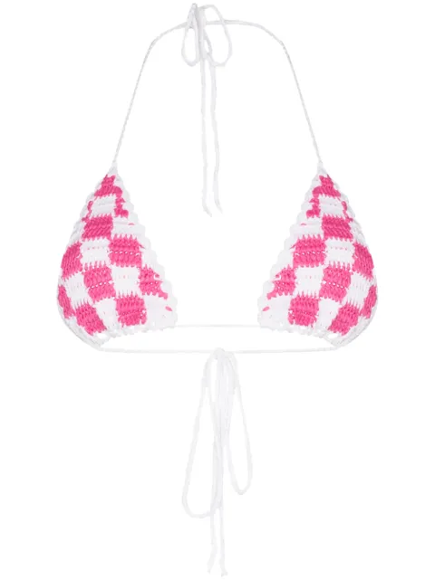 Frankies Bikinis Sutiã de biquíni Tia xadrez em crochê