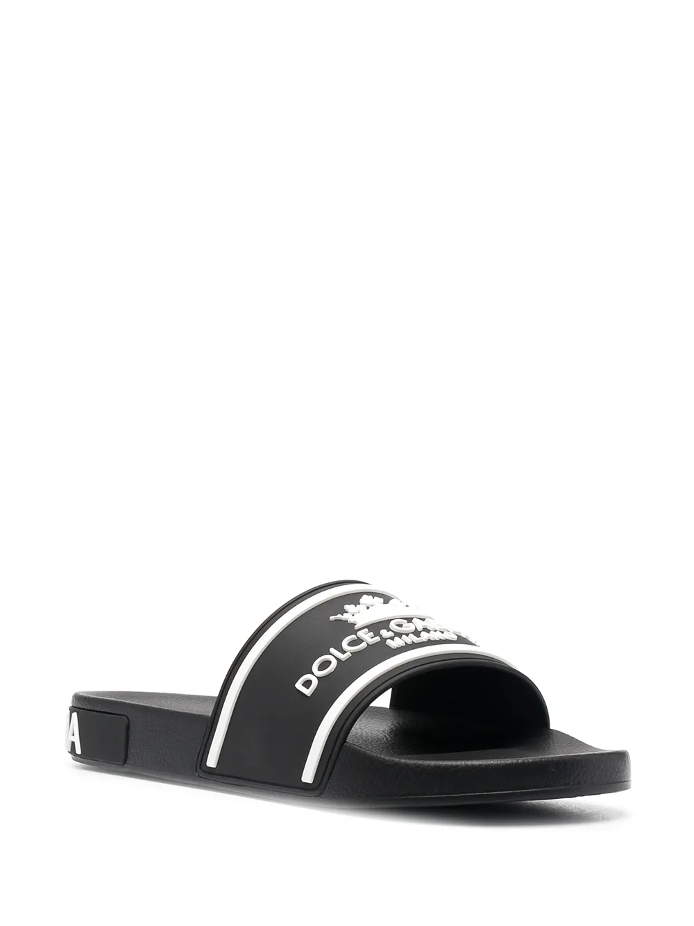 Dolce & Gabbana Slippers met logoprint - Zwart