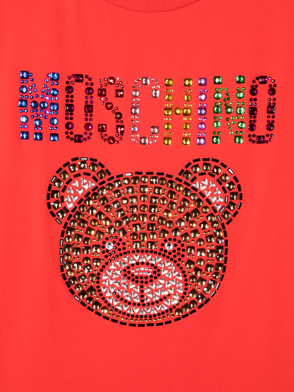 фото Moschino kids футболка с круглым вырезом и логотипом со стразами