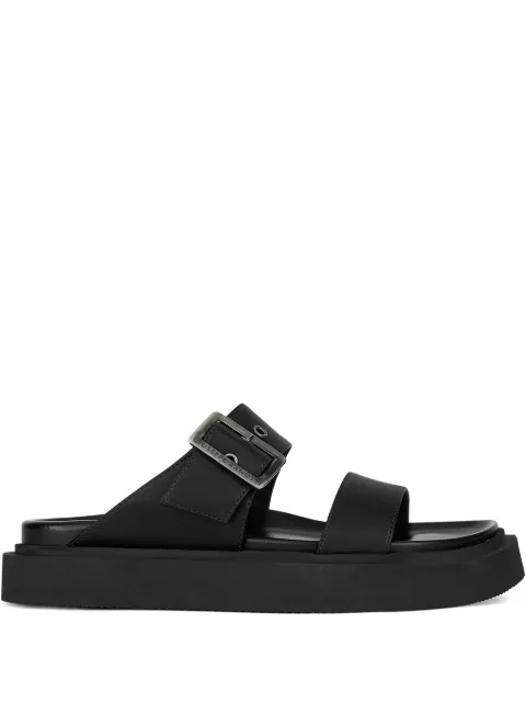 double strap leather slides