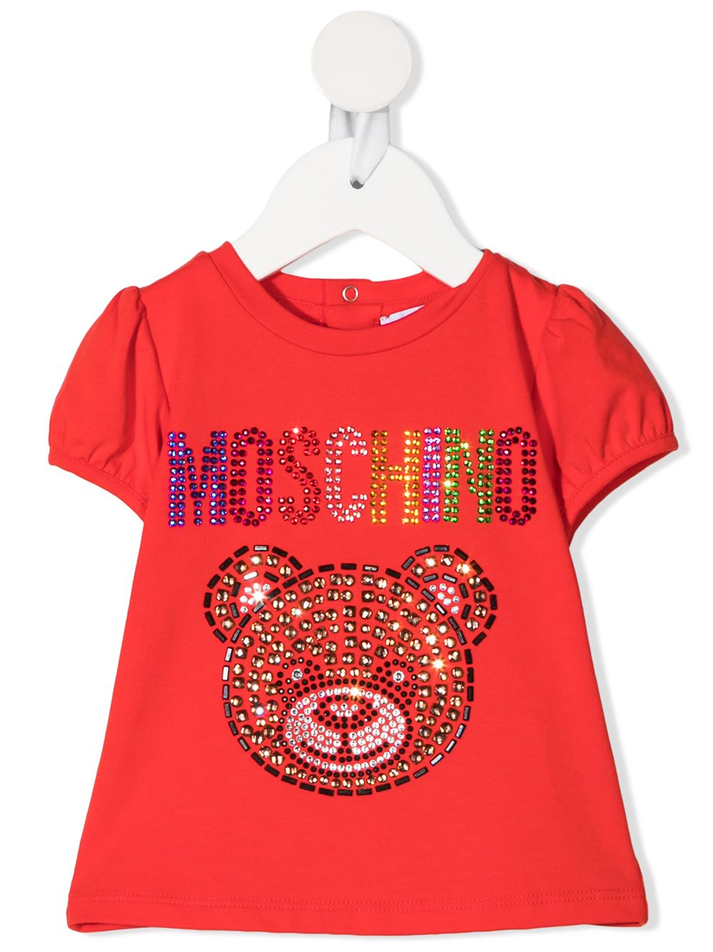 фото Moschino kids футболка с круглым вырезом и логотипом со стразами