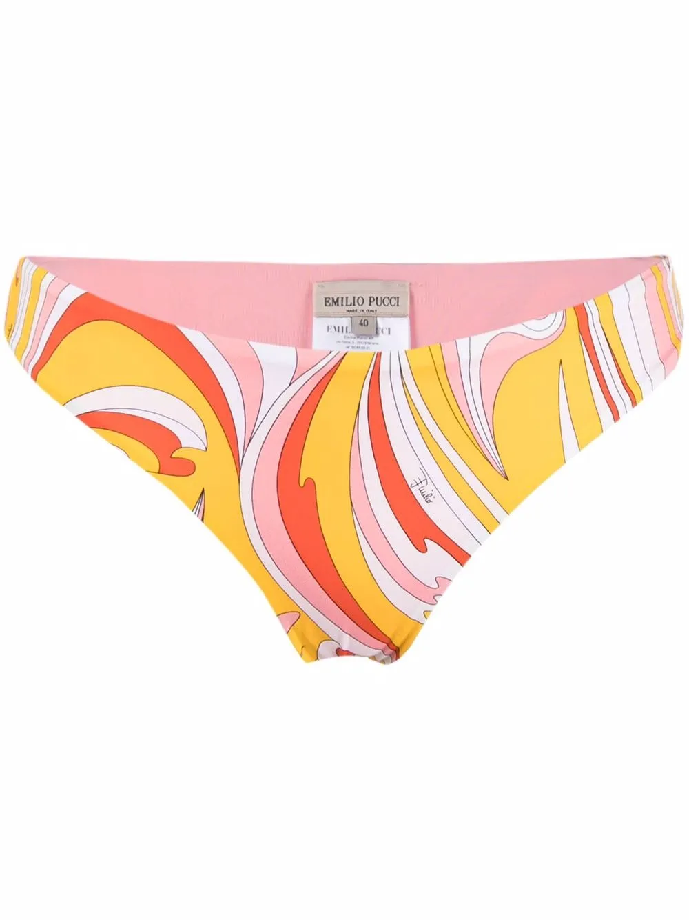 

PUCCI bikini bottom reversible con estampado Vortici - Amarillo