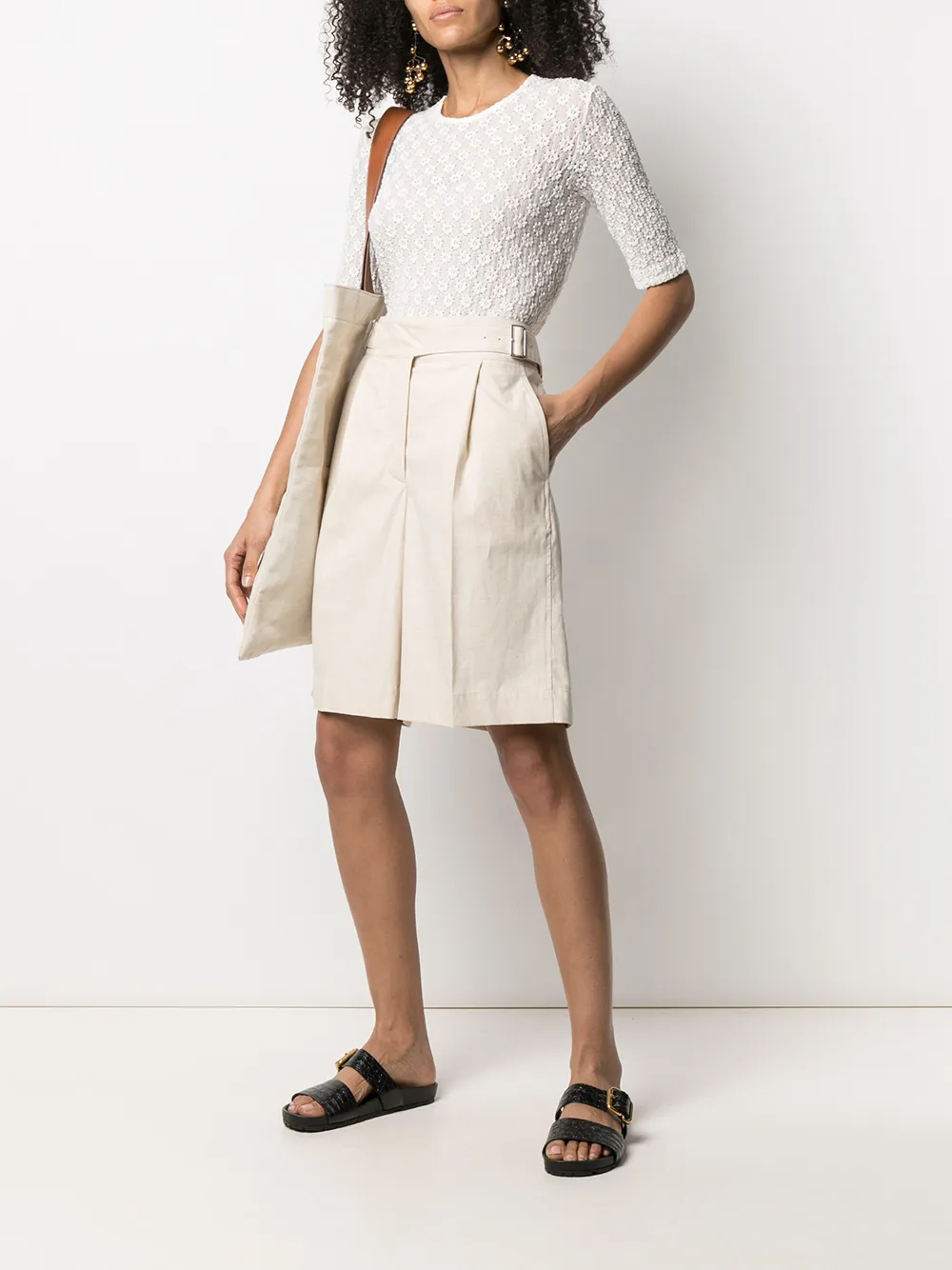 фото Jil sander трикотажный топ с цветочной вышивкой