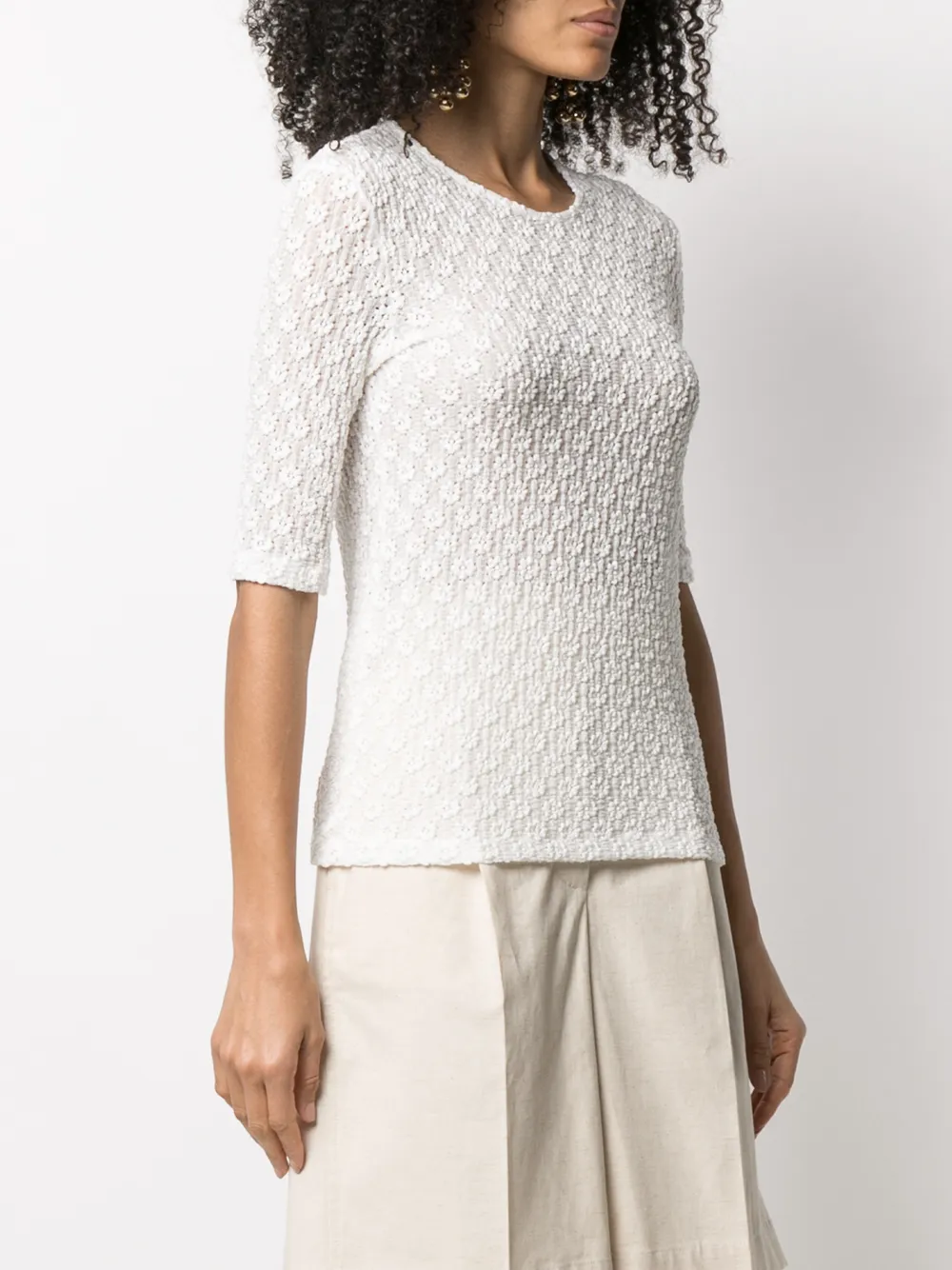 фото Jil sander трикотажный топ с цветочной вышивкой