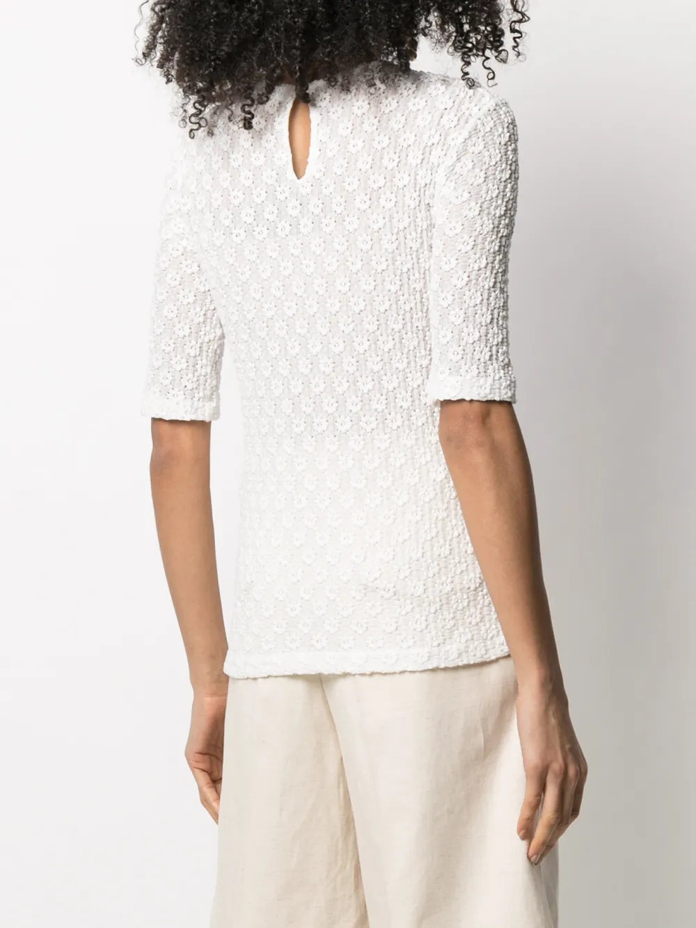 фото Jil sander трикотажный топ с цветочной вышивкой