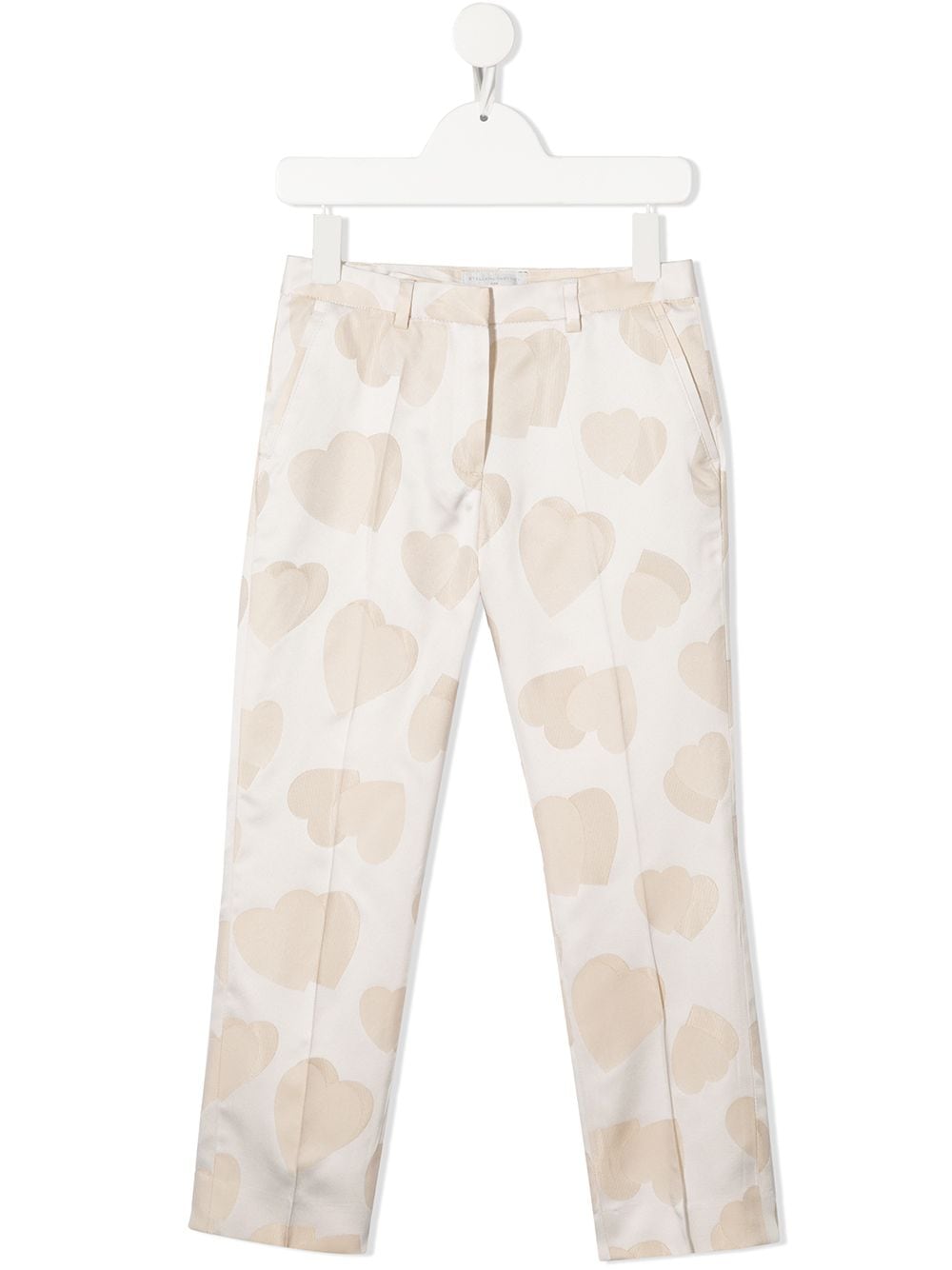 Stella Mccartney Kids' X Ramadan Heart-print Slim-leg Trousers In Neutrals