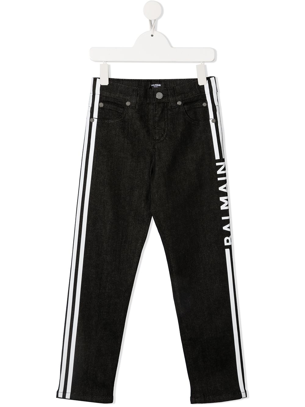 

Balmain Kids logo-print mid-rise straight-leg jeans - Black