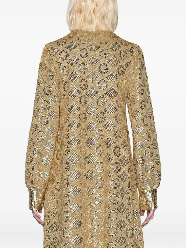 ワンピース GUCCI G RHOMBI LAM? JACQUARD DRESS Gucci Lamé G Rhombi Jacquard Dress | Gold | FARFETCH OM
