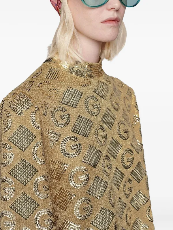 ワンピース GUCCI G RHOMBI LAM? JACQUARD DRESS Gucci Lamé G Rhombi Jacquard Dress | Gold | FARFETCH OM