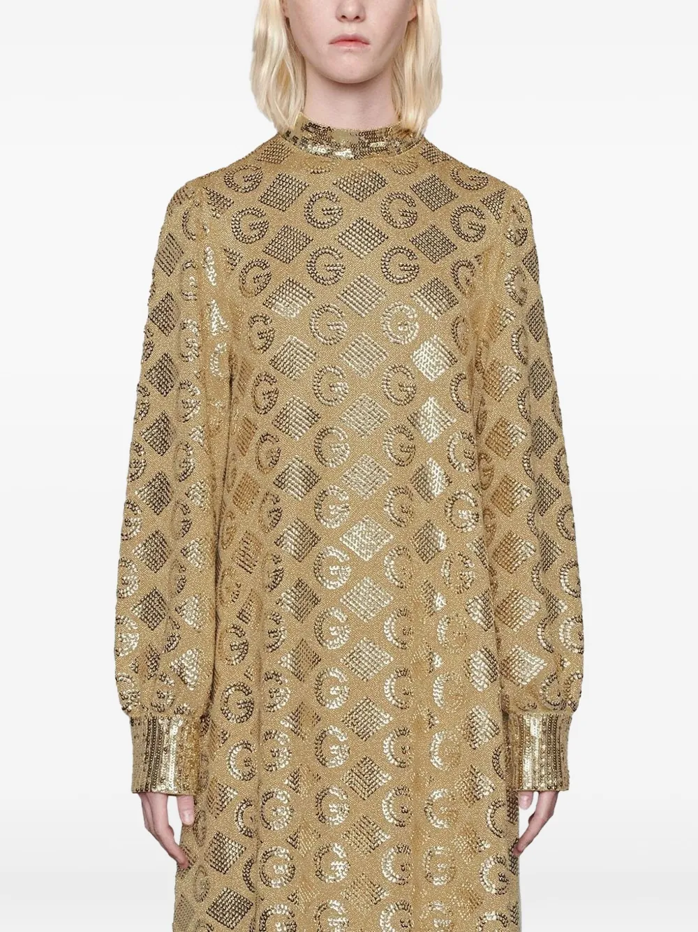 ワンピース GUCCI G RHOMBI LAM? JACQUARD DRESS Gucci Lamé G Rhombi Jacquard Dress | Gold | FARFETCH OM