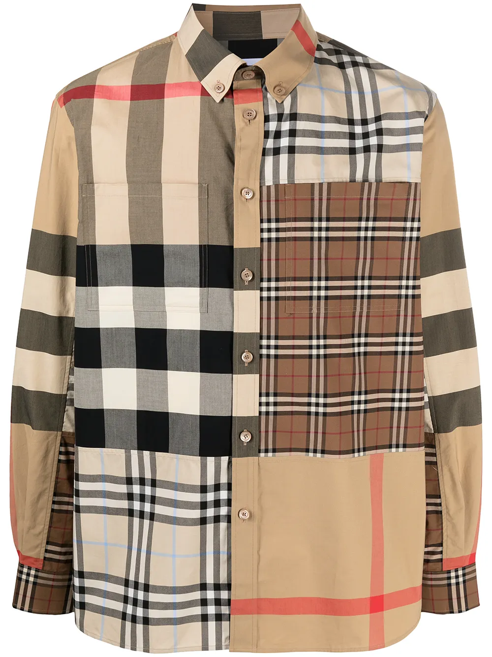 фото Burberry рубашка в технике пэчворк в клетку vintage check