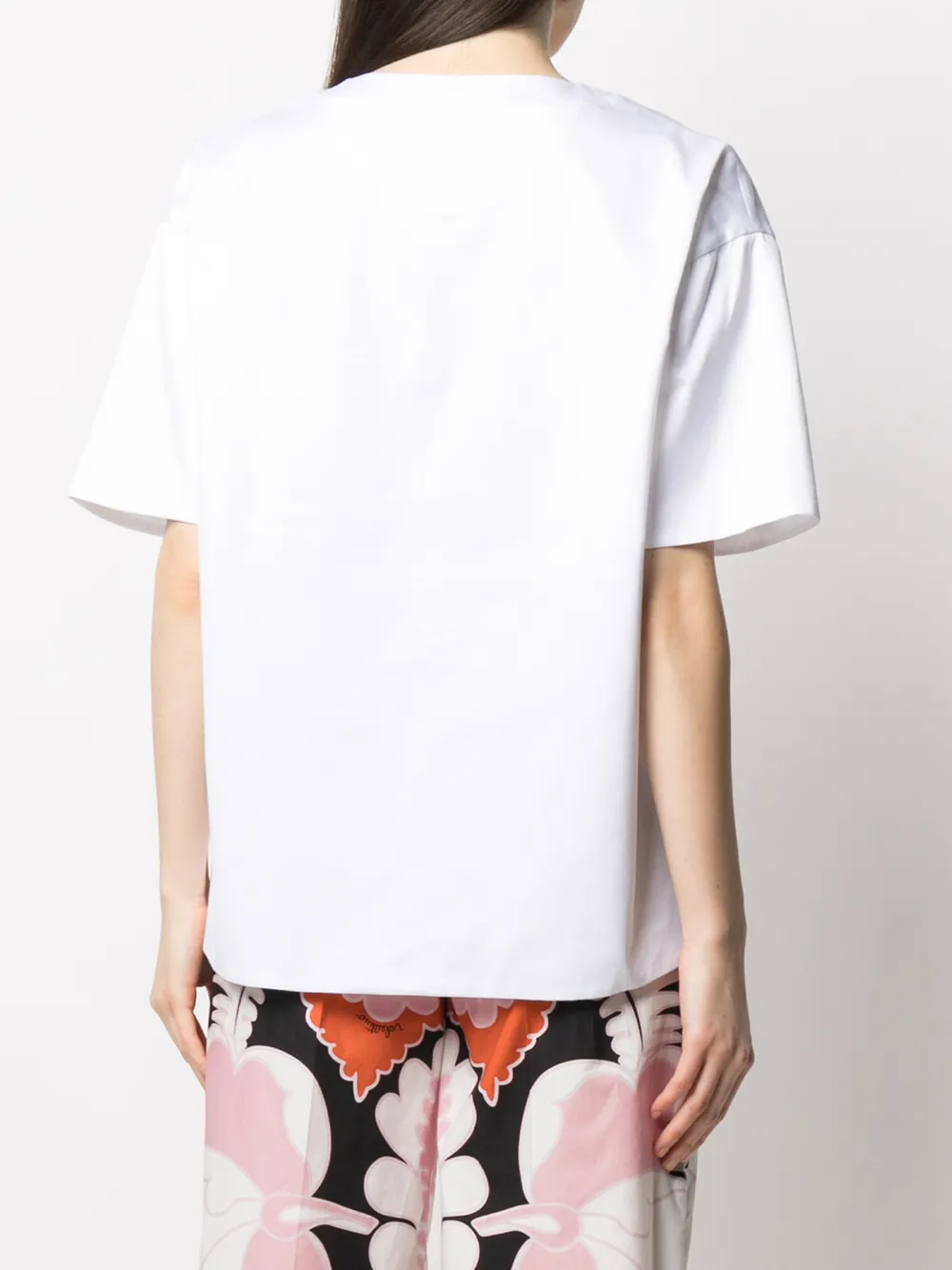 Valentino Vgold Split Neck Blouse In White