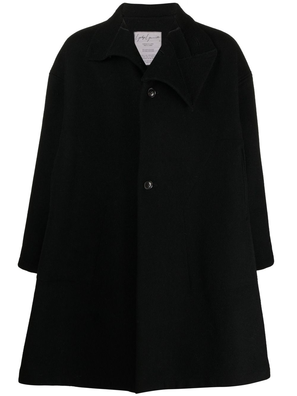 Pre-owned Yohji Yamamoto Asymmetric Lapels Buttoned Coat In Black