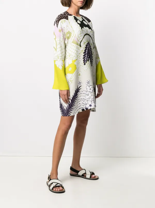 Valentino Garavani abstract-print long-sleeve dress - Green Valentino Garavani abstract-print long-sleeve dress - Green