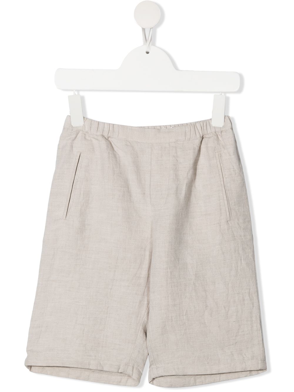 Bonpoint Teen Elasticated Slub-textured Shorts In Neutrals