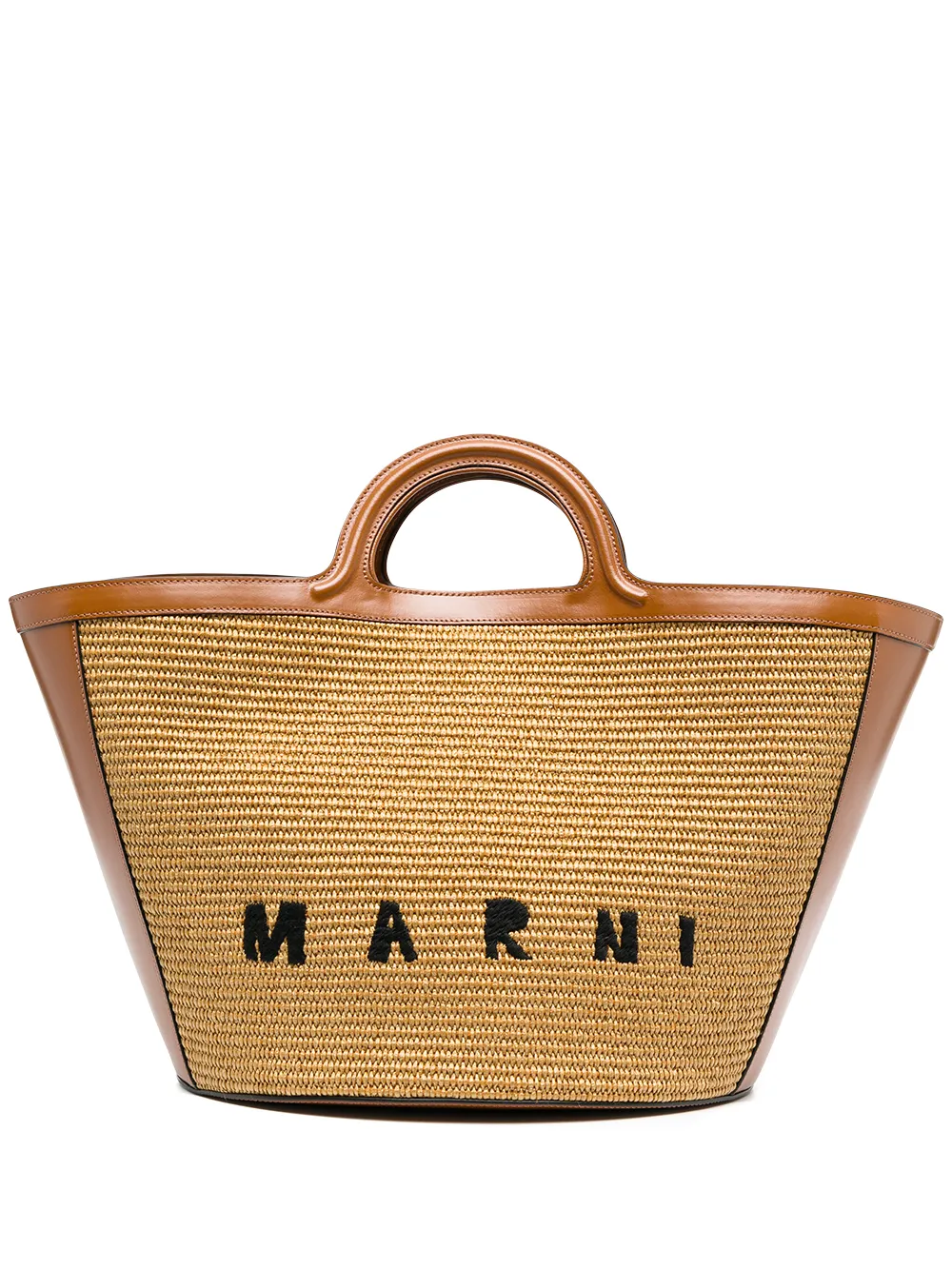 Click to view more detailed imagery on our partner's website Marni Small Tropicalia Leather Raffia Bag In Brown