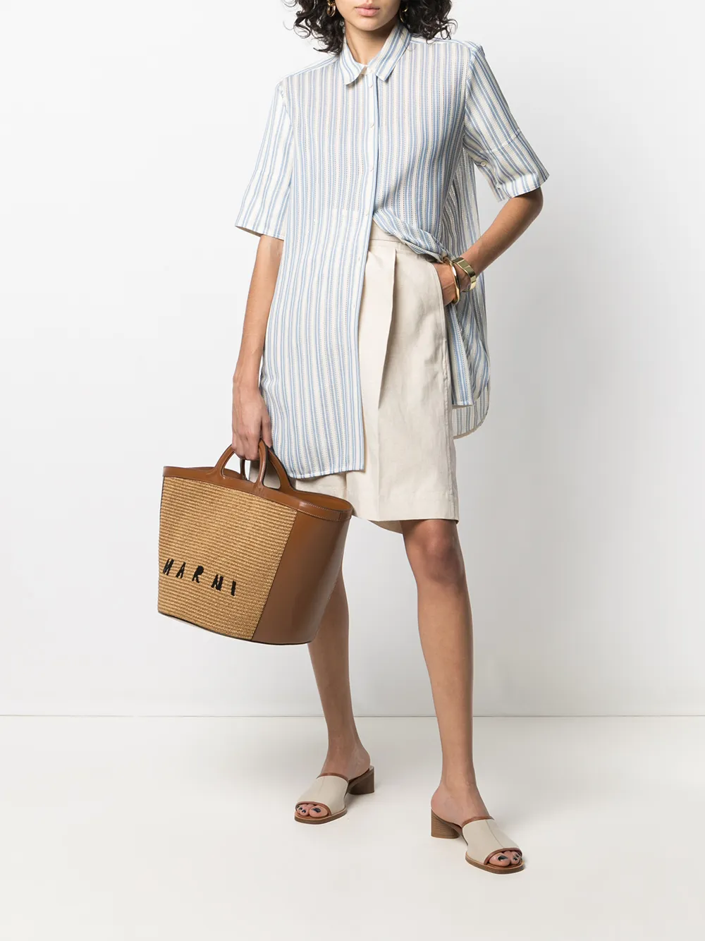 Marni Draagtas met geborduurd logo - Bruin