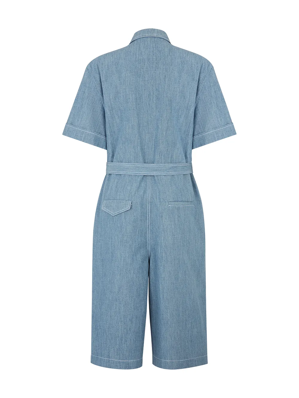 Image 2 of Fendi FF-embroidered short-sleeve denim playsuit