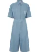 Image 1 of Fendi FF-embroidered short-sleeve denim playsuit