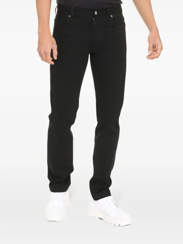 FENDI FF Embroidered slim-fit Jeans | Black | FARFETCH JO