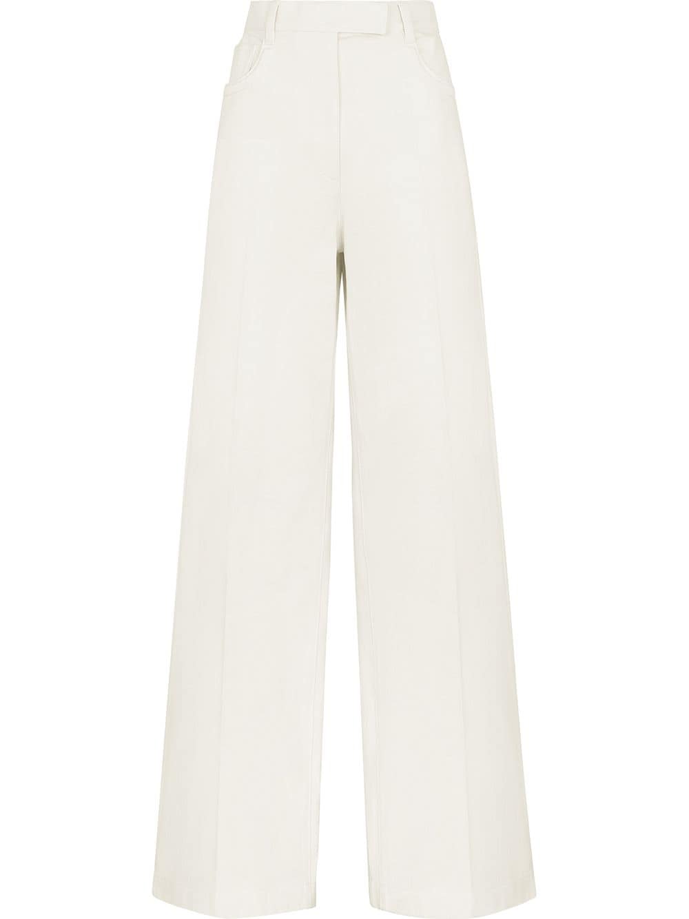 Fendi High-waisted Straight-leg Trousers In White