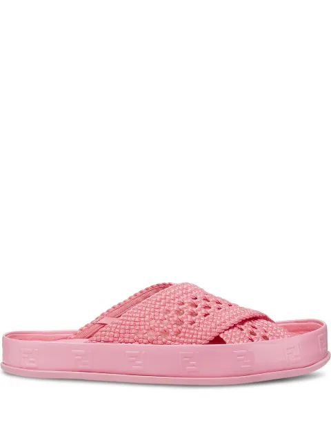 fendi fluffy ff motif slides