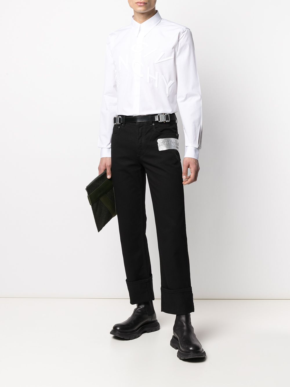 фото Givenchy рубашка с длинными рукавами и нашивкой-логотипом