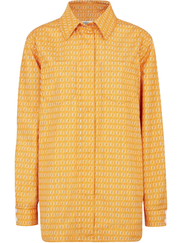 Fendi Long-sleeved Ff-print Shirt in Orange