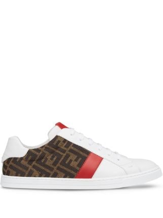 Shop Fendi FF-logo print lace-up sneakers with Express Delivery - FARFETCH