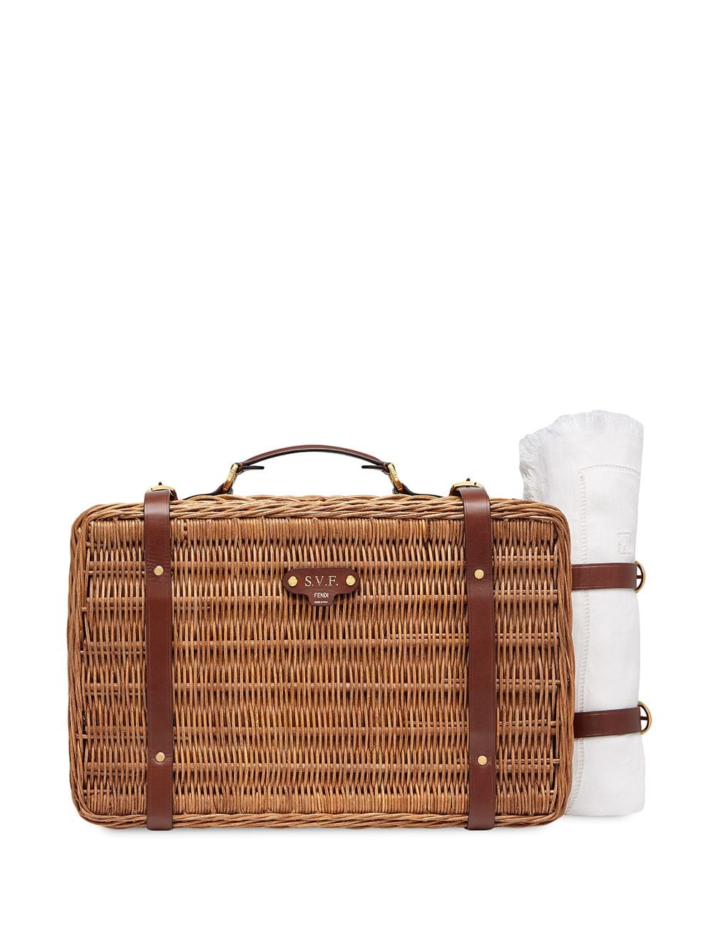 Fendi Logo-print Picnic Basket In Brown