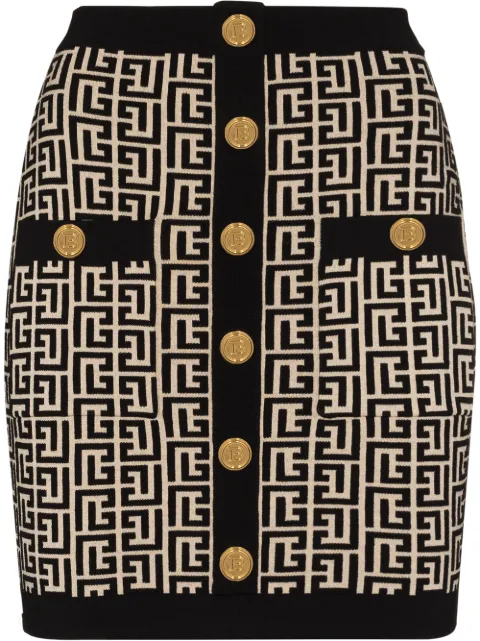 Balmain falda corta ajustada con botones decorados