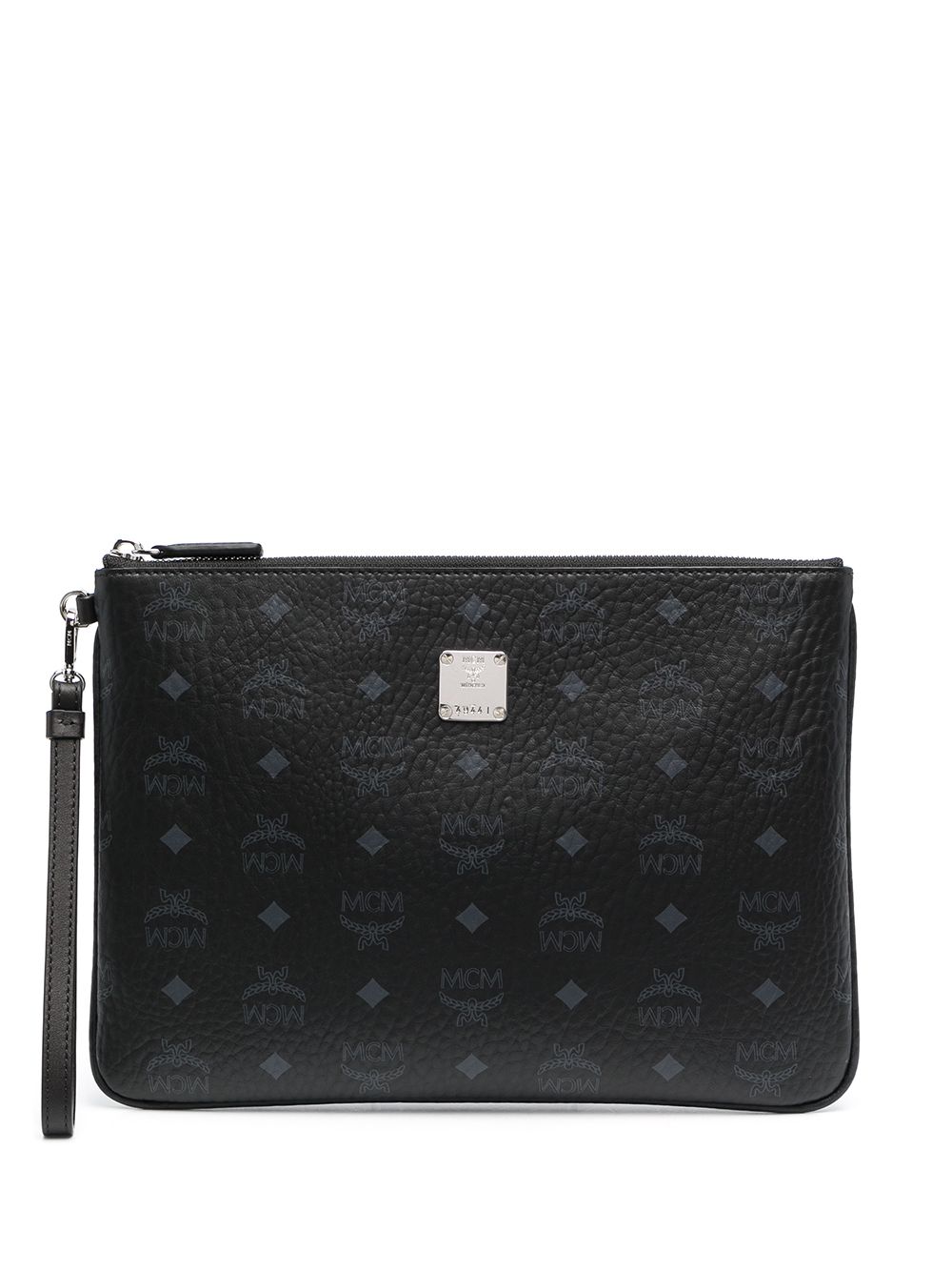 

MCM logo pattern clutch bag - Black