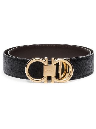 salvatore ferragamo black and gold belt