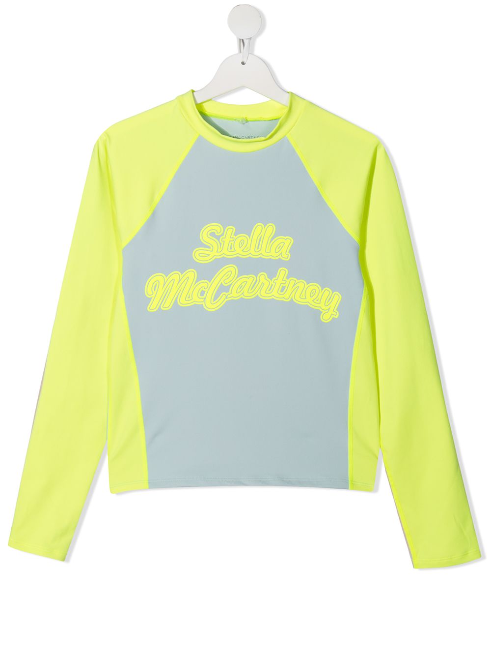 

Stella McCartney Kids top manga larga con logo estampado - Azul