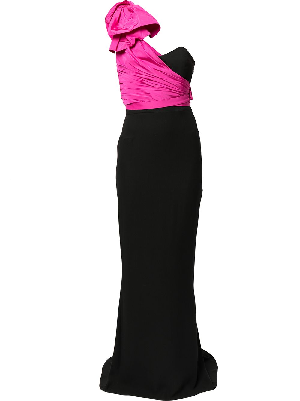 Pre-owned Saint Laurent Bow Detail Single-shoulder Silk Gown In Black