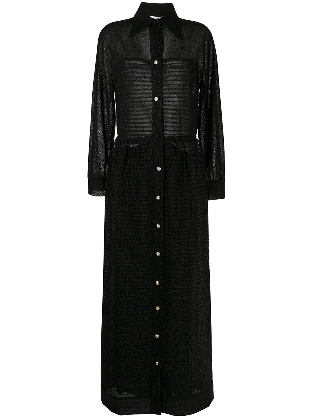 Pre-owned Lanvin Semi-sheer Shirt Dress In Black