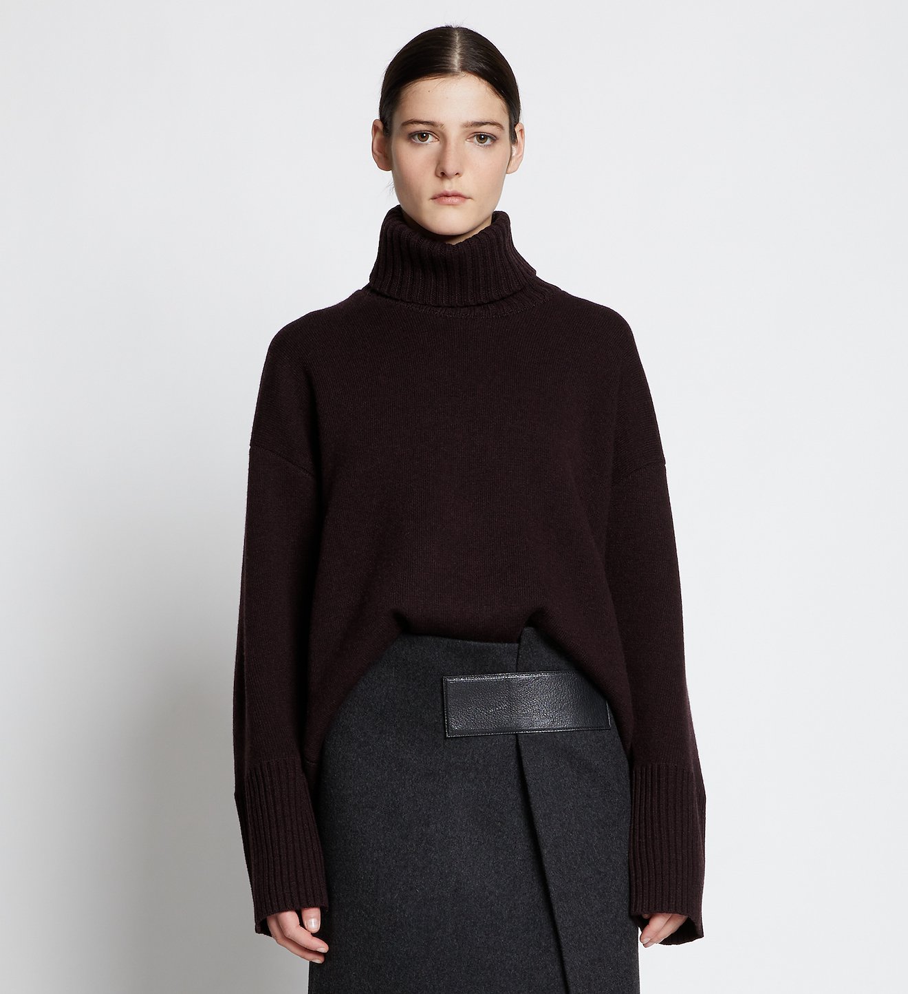 Doubleface Cashmere Oversized Turtleneck in brown | Proenza Schouler